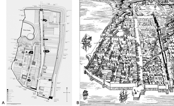 Medieval Southampton. Plan based on the 1454 Terrier and reconstruction after Platt and Coleman-Smith